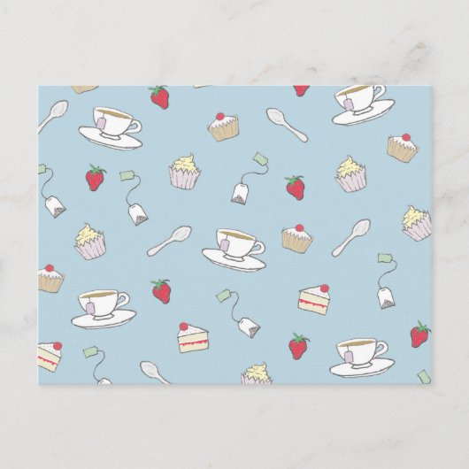 'Afternoon Tea'-Muster Postkarte (Vorderseite)