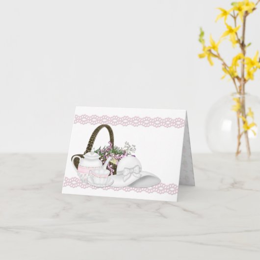 Afternoon Tea Pink Note Card Karte (Gelbe Blume)