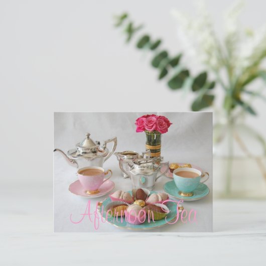Afternoon Tea Postcard Postkarte (Stehend Vorderseite)