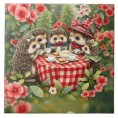 Afternoon Tea with Hedgehogs in Country Garden Fliese (Vorderseite)