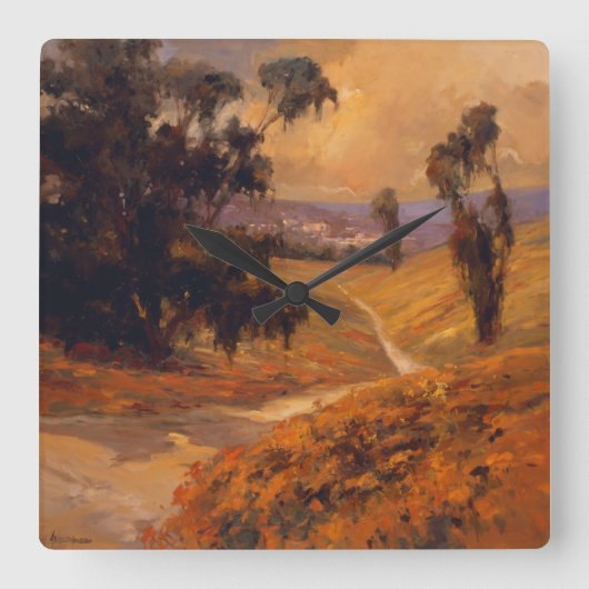 Afternoon Walk II Quadratische Wanduhr (Vorderseite)