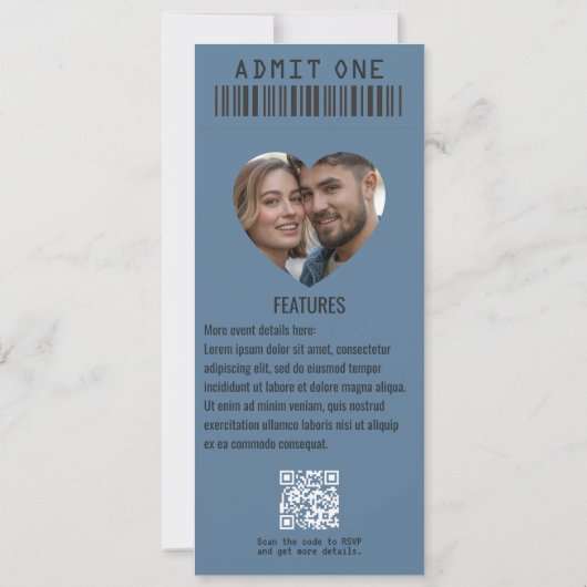 Afterparty Glow Rock ’n’ Roll Wedding Ticket Einladung (Rückseite)