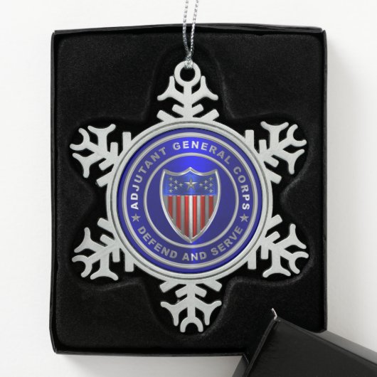 AG Adjutant General Corps Schneeflocken Zinn-Ornament (Box)