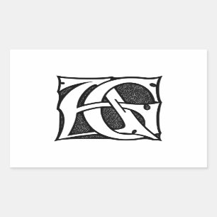 AG-Monogramm - Initialen AG in den gotischen Rechteckiger Aufkleber