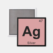Ag - Silver Chemistry Periodic Table Symbol Magnet (Vorderseite/Rückseite)