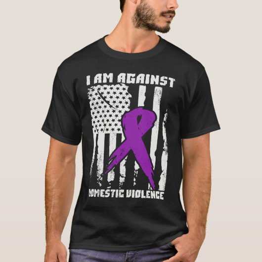 Against Domestic Violence American Flag T-Shirt (Vorderseite)