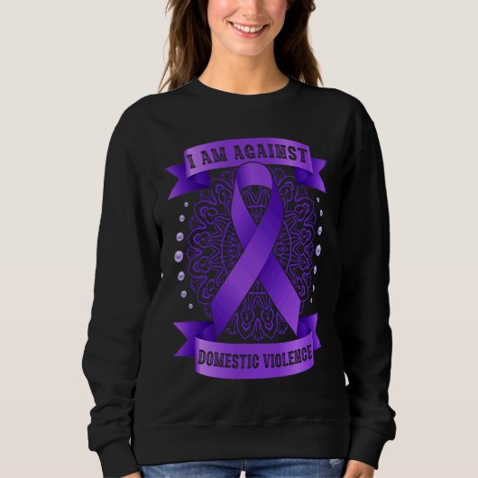 Against Domestic Violence Mandala purple ribbon Sweatshirt (Vorderseite)