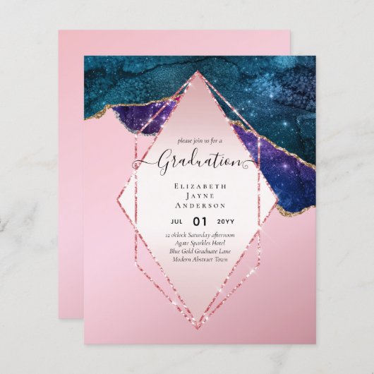 Agaite Glitzer GRADULATION Party lädt Glam CHIC ei (Vorne/Hinten)