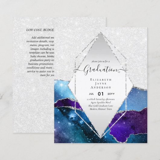 Agaite Glitzer GRADULATION Party lädt Glam CHIC ei (Vorne/Hinten)