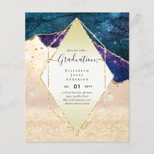 Agaite Glitzer GRADULATION Party lädt Glam CHIC ei Flyer (Vorne)