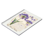Agapanthus Blume Ephemera Collage Art Notizblock (Linke Seite)