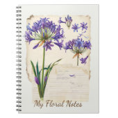 Agapanthus Blume Ephemera Collage Art Notizblock (Vorderseite)