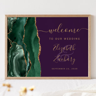 Agat Smaragdgrün Gold Lila Hochzeit Willkommen Poster