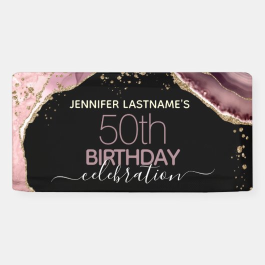 Agate 50. Geburtstag Budget Party Banner (Horizontal)