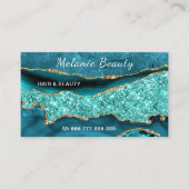 Agate Aqua Blue Türkise QR Code Business Card Visitenkarte (Vorderseite)