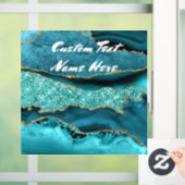 Agate Aquamarin Blue Gold Aqua Benutzerdefinierter Fensteraufkleber (Zuhause)