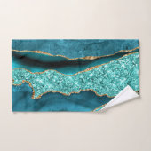 Agate Aquamarin Blue Gold Aqua Türkis Badetücher Badhandtuch Set (Handtuch)