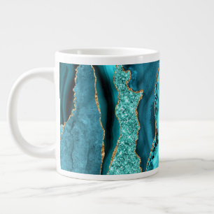 Agate Aquamarin Blue Gold Aqua Türkis Kaffee Tasse