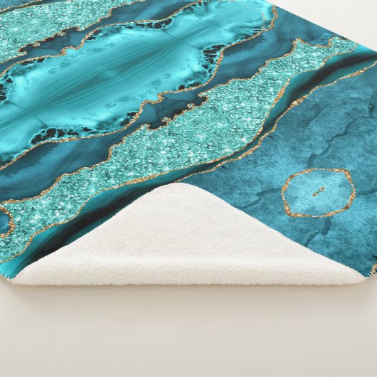 Agate Aquamarin Blue Gold Aqua Türkis Sherpa Blank Sherpadecke (3/4)