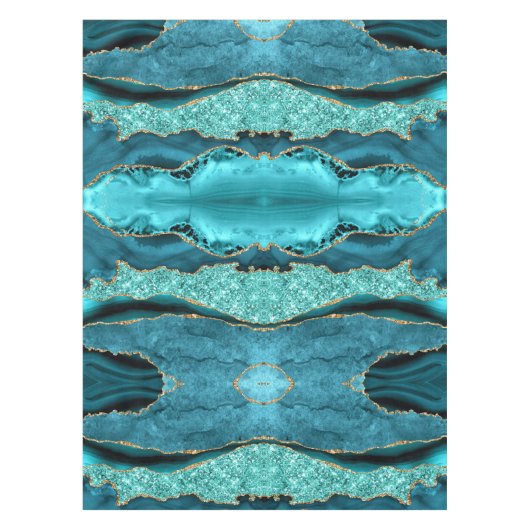Agate Aquamarin Blue Gold Aqua Türkis Tableclout Tischdecke (Vorderseite)