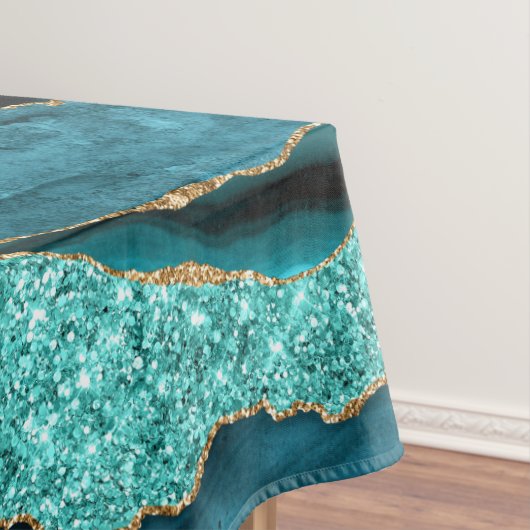 Agate Aquamarin Blue Gold Aqua Türkis Tableclout Tischdecke (Beispiel)