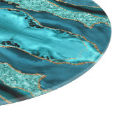 Agate Aquamarin Blue Gold Aqua Türkisches Cutting  Schneidebrett (Ecke)