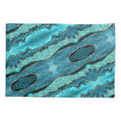Agate Aquamarin Blue Gold Aqua Turquoise Pillow Ca Kissenbezug (Rückseite)