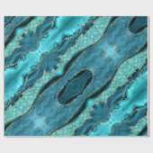 Agate Aquamarin Blue Gold Aqua Wrapping Paper Geschenkpapier (Flach)