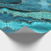 Agate Aquamarin Blue Gold Aqua Wrapping Paper Geschenkpapier (Ecke)