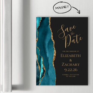 Agate Aquamarin Blue Gold Dark Magnetic Save the D Magnetkarte