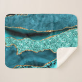 Agate Aquamarin Blue Gold Glitzer Aqua Türkis Sherpadecke (Vorderseite (Horizontal))