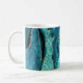 Agate Aquamarin Blue Gold Glitzer Aqua Türkis Tass Kaffeetasse (Links)