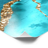 Agate Aquamarin Blue Gold Glitzer Gemstone Individ Fotodruck (Ecke)
