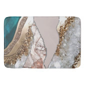 Agate Aquamarin Blue Gold Glitzer Marbella Aqua Badematte (Vorderseite)