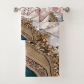 Agate Aquamarin Blue Gold Glitzer Marbella Aqua Badhandtuch Set (Insitu)