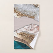 Agate Aquamarin Blue Gold Glitzer Marbella Aqua Badhandtuch Set (Handtuch)