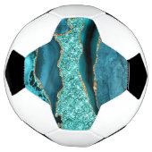 Agate Aquamarin Blue Gold Glitzer Marbella Aqua Fußball (Gedreht)