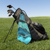 Agate Aquamarin Blue Gold Glitzer Marbella Aqua Golfhandtuch (Gras)