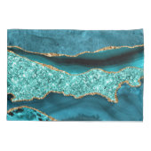 Agate Aquamarin Blue Gold Glitzer Marbella Aqua Kissenbezug (Rückseite)