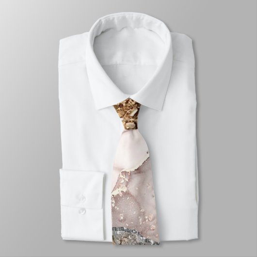 Agate Aquamarin Blue Gold Glitzer Marbella Aqua Krawatte (Gebunden)