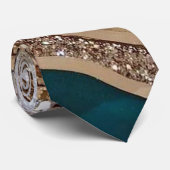 Agate Aquamarin Blue Gold Glitzer Marbella Aqua Krawatte (Gerollt)