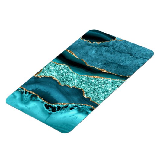 Agate Aquamarin Blue Gold Glitzer Marbella Aqua Magnet (Linke Seite)