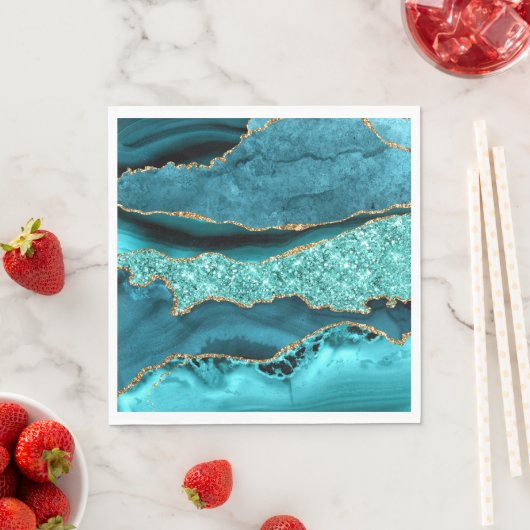 Agate Aquamarin Blue Gold Glitzer Marbella Aqua Serviette (Beispiel)