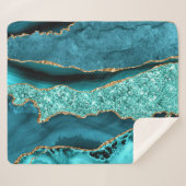Agate Aquamarin Blue Gold Glitzer Marbella Aqua Sherpadecke (Vorderseite (Horizontal))