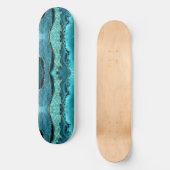 Agate Aquamarin Blue Gold Glitzer Marbella Aqua Skateboard (Vorderseite)