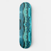 Agate Aquamarin Blue Gold Glitzer Marbella Aqua Skateboard (Vorderseite)