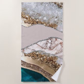 Agate Aquamarin Blue Gold Glitzer Marbella Aqua Strandtuch (Vorderseite)