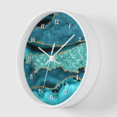 Agate Aquamarin Blue Gold Glitzer Marbella Aqua Uhr (Winkel)