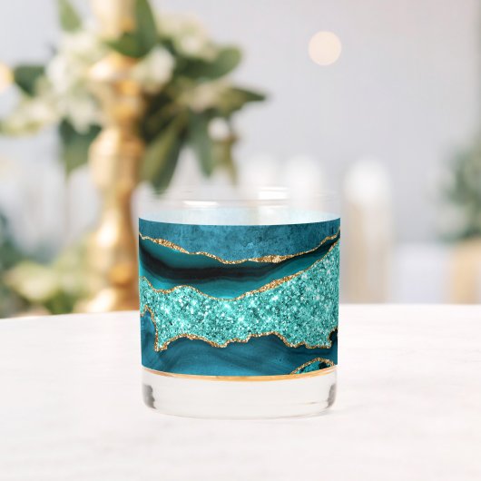 Agate Aquamarin Blue Gold Glitzer Marbella Aqua Whiskyglas (Insitu (Hochzeit))