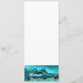 Agate Aquamarin Blue Gold Glitzer Türkis Individue Menükarte (Vorderseite)